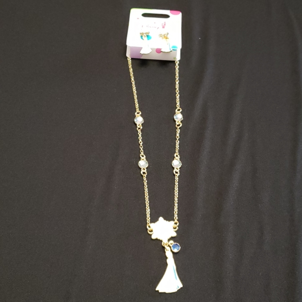 Disney Parks Frozen Queen Elsa Necklace & Earrings